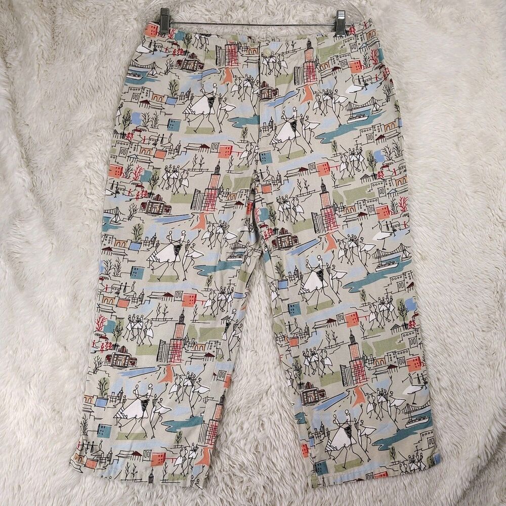 White Stag Multicolor Cotton Pants Zipper Button Size 16 Beige City People
